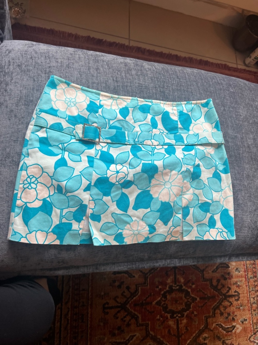 United Colors Of Benetton Blue and White Floral Skirt